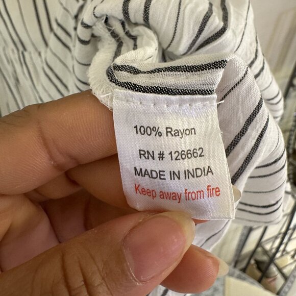 Backwoods Women's Stripe Black & White 3/4 Sleeve Scoop Neck Dress Size S - Picture 9 of 10